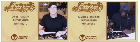 John Travolta and Samuel L. Jackson Signed 14'' x 11'' Photo From ''Pulp Fiction''